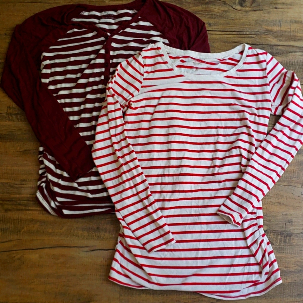2 motherhood maternity long sleeve tees